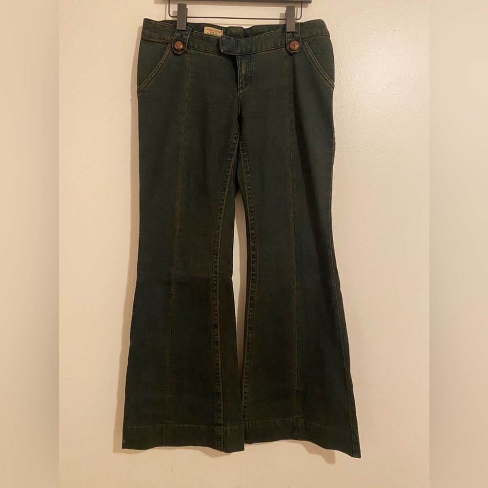 Free People Dark Olive Flare Jeans